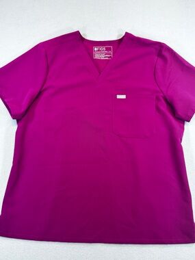 FIGS Women’s XL Catarina Scrub Top In Dark Magenta